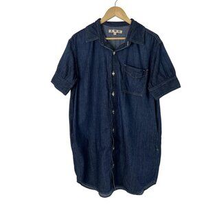 AMO Shirt Dress Womens Small Blue Denim Jean Button Short Sleeve USA Pockets